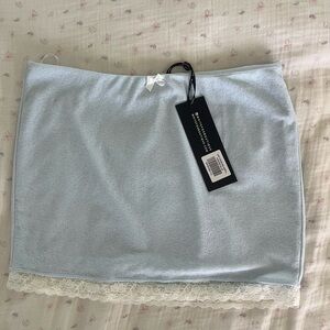 white fox powder blue lost cause lace trim mini skirt
